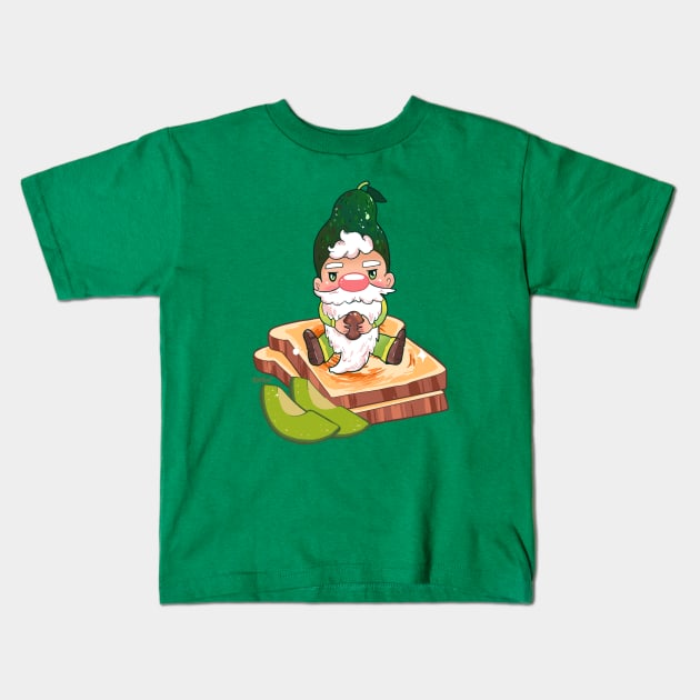 Avocado Gnome Kids T-Shirt by paintdust